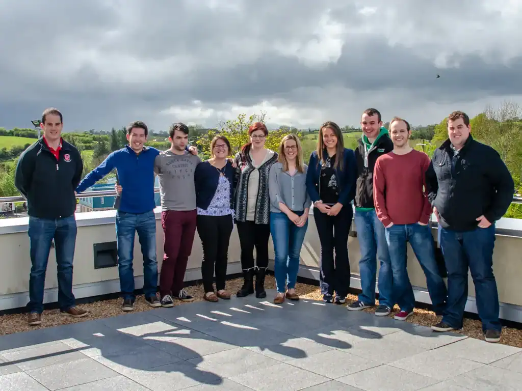 Group of professionals on rooftop for Lean business training in Ireland.
