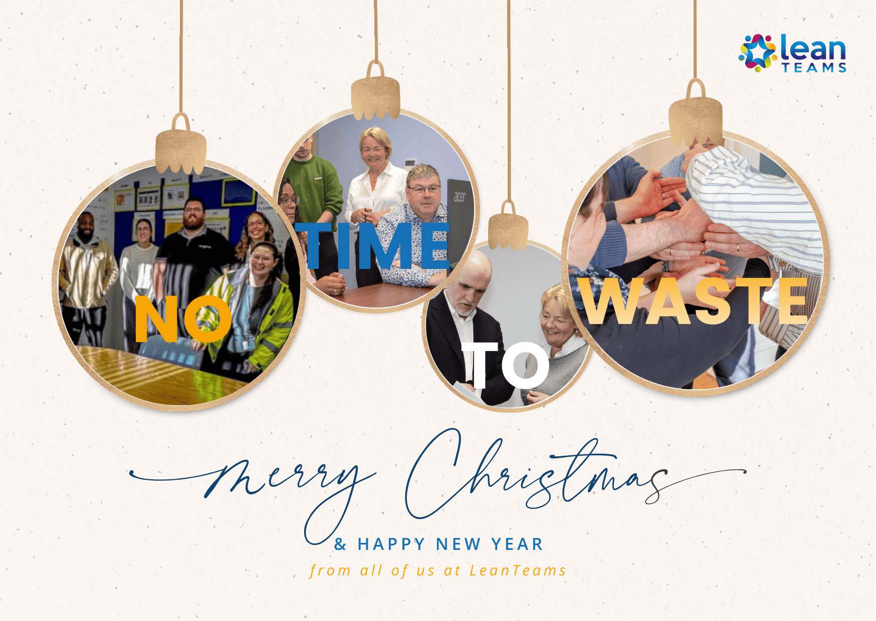 Lean Teams Christmas image showing time management and waste reduction concepts.