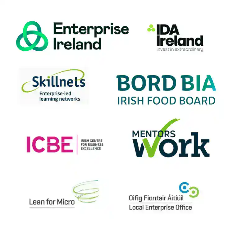 Logos of Irish enterprise and food industry organisations.
