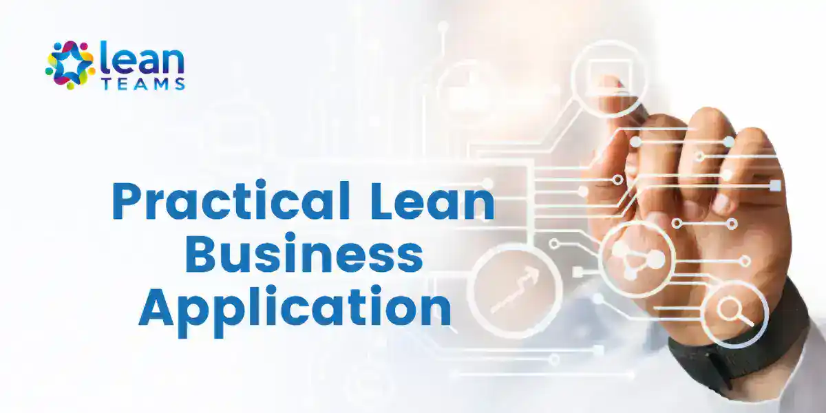 Practical Lean Business Application with digital interface and hand.